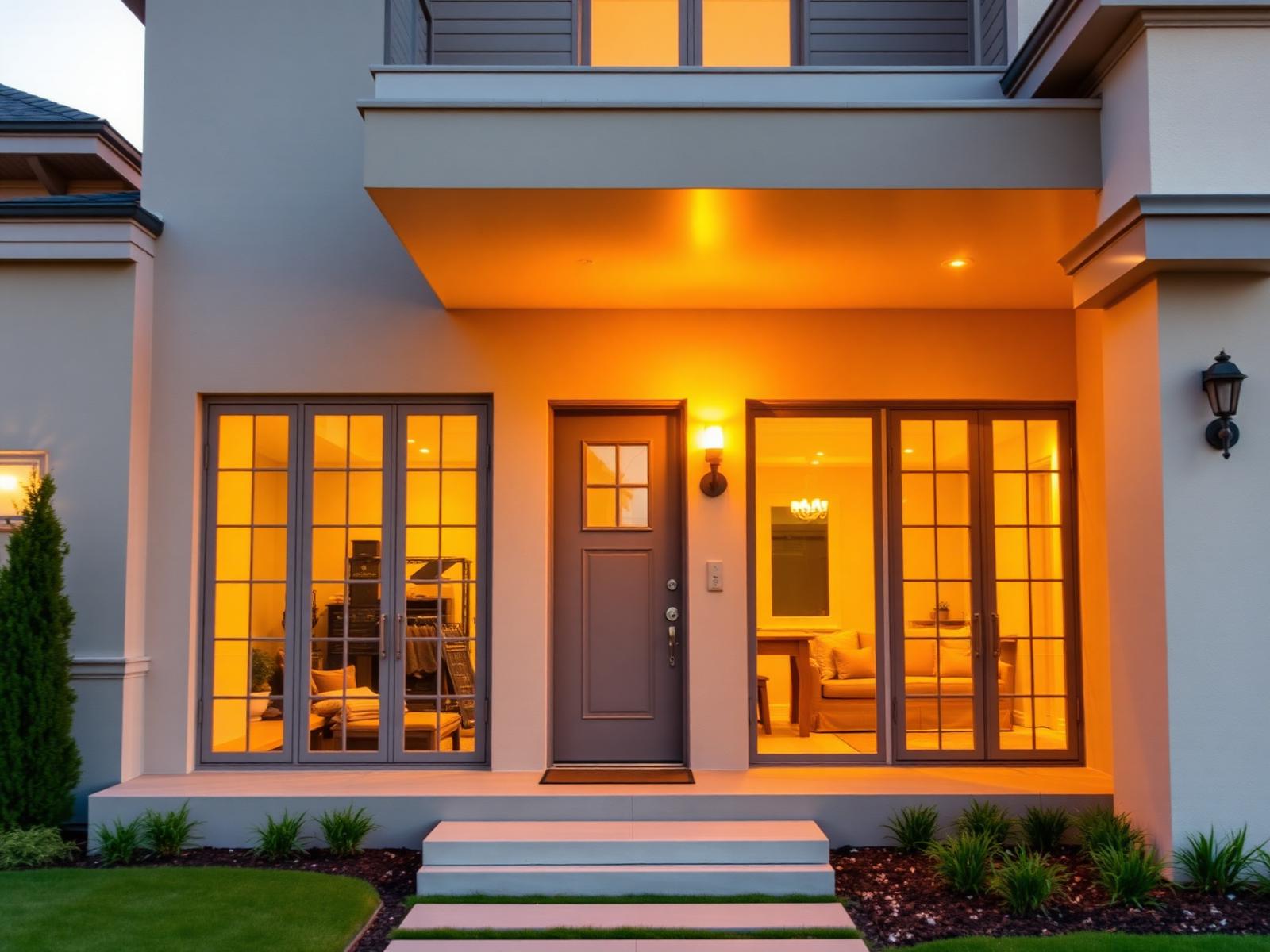 Beautifully marketed modern home at golden hour